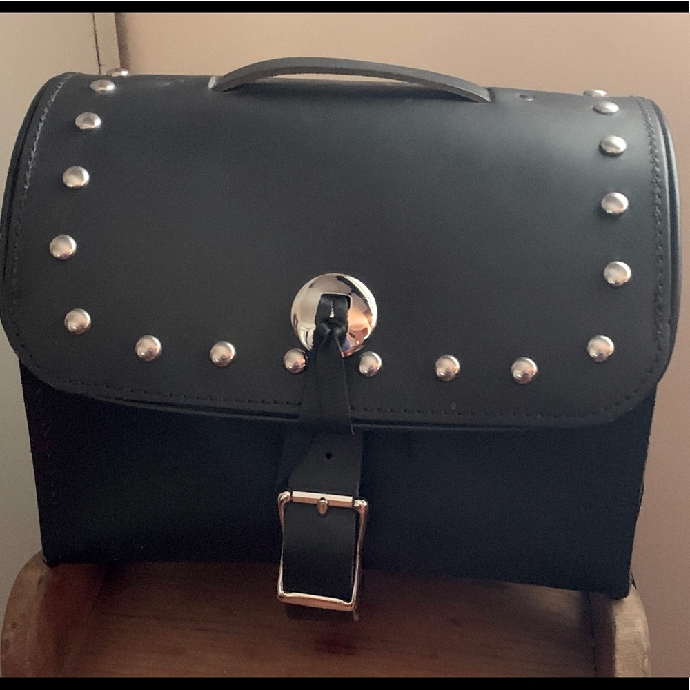 Leather studded Motorcycle Utility Bag/ Trunk